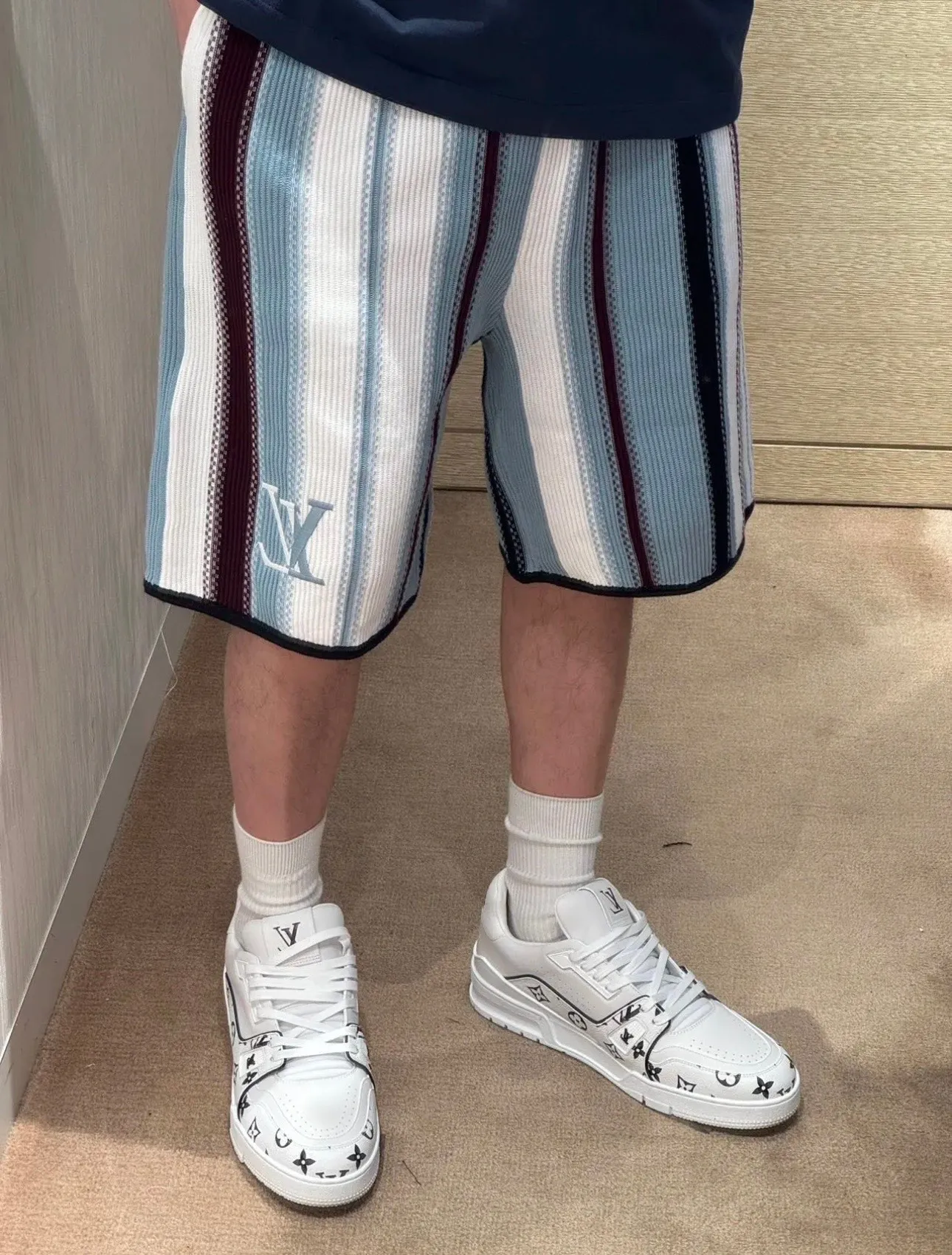 Louis Vuitton/Louis Vuitton 25ss vertical striped knitted shorts